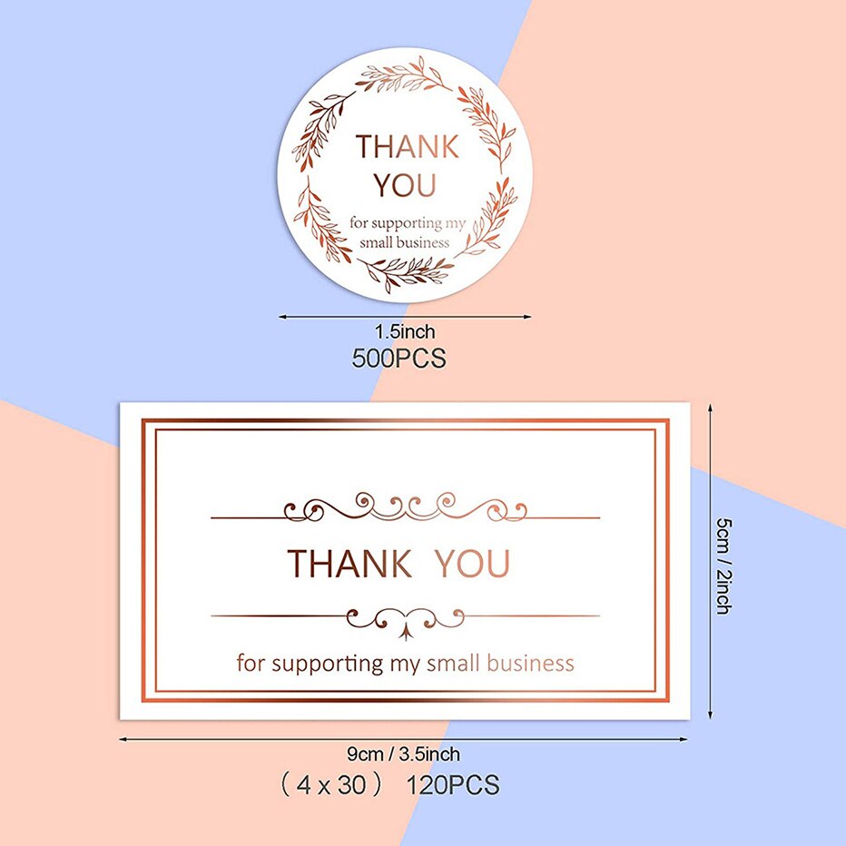 50pcs Gold Foil Thank You Cards Birthday Party Baby Shower Wedding Packing Decoration Cards Label Stickers