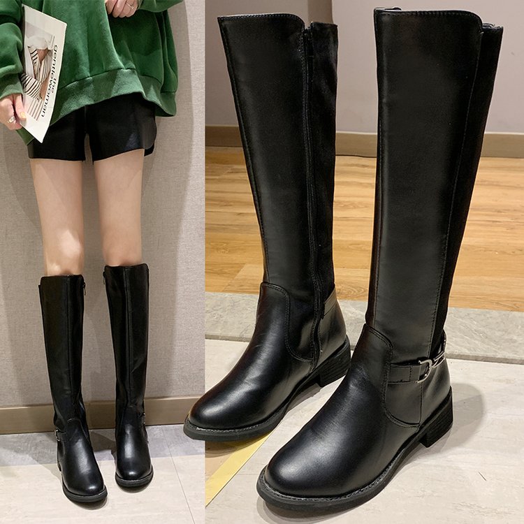 Women Over The Knee Boots Winter Thigh High Boots Suede Ladies Black Long Booties Elastic Block Heels Size 35-43: black  1 / 41