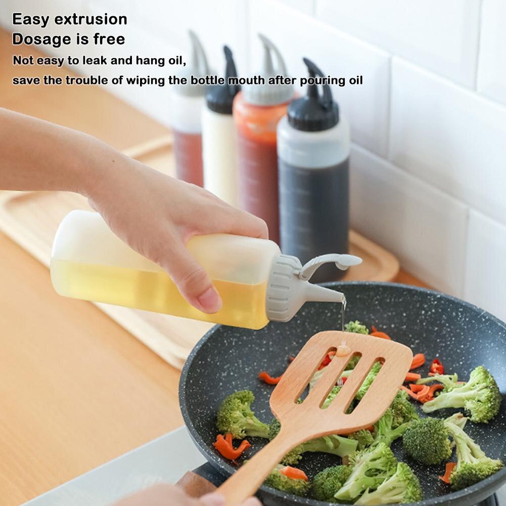 350ml/175ml Squeeze Sauce Bottle Kitchen Seasoning Bottle Salad Ketchup Olive Oil Bottles With Scale Kitchen Cooking Gadgets