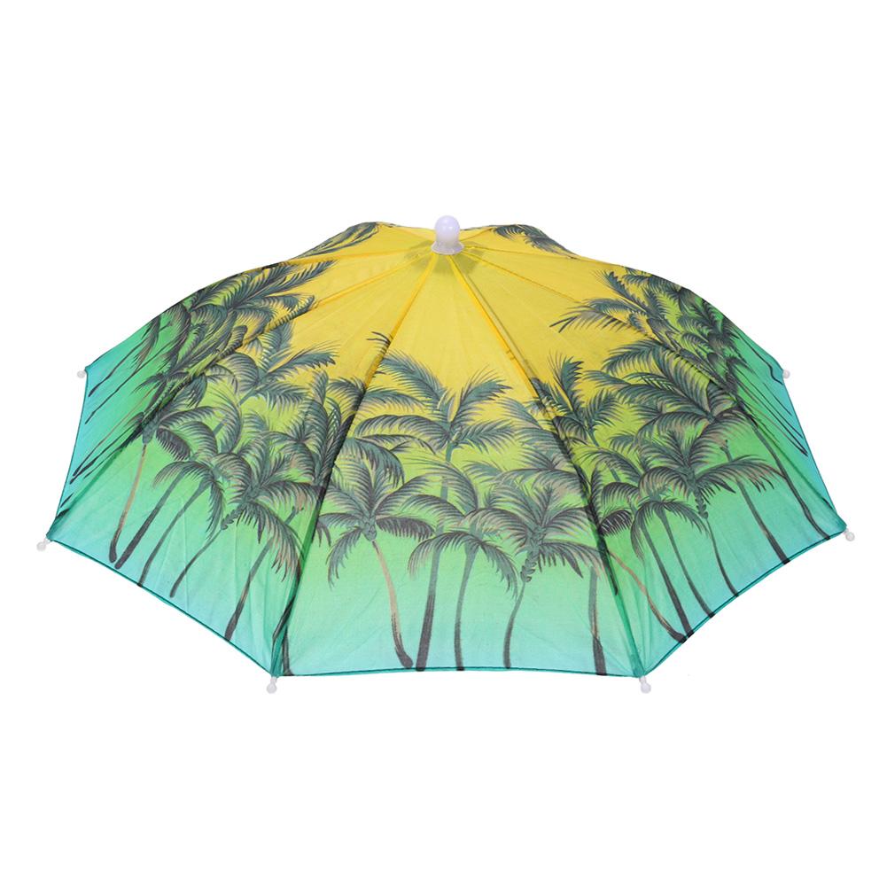 Sombrilla para la cabeza 55CM, gorro de pesca plegable Anti-UV, paraguas de pesca al aire libre Anti-UV, sombrilla para acampar y hacer senderismo y acampada: Coconut tree