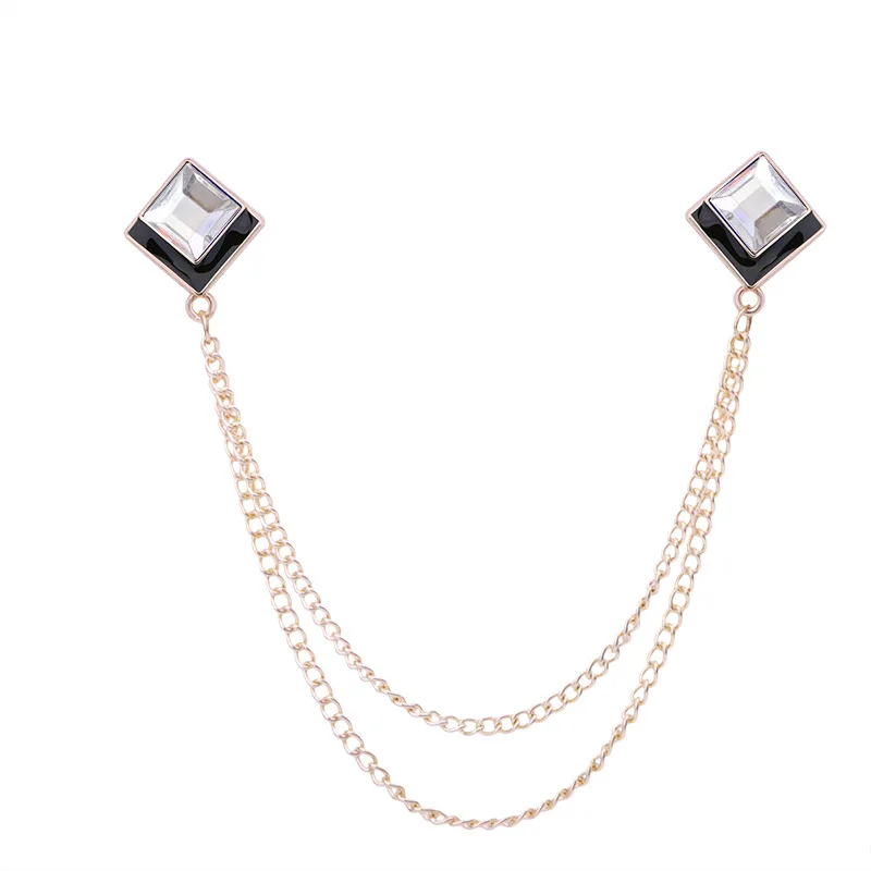 Koreaanse Geometrische Crystal Broche Kwastje Ketting Revers Pin Mannen Shirt Kraag Sieraden Wedding Party Broches Accessoires: Licht Geel Kleur