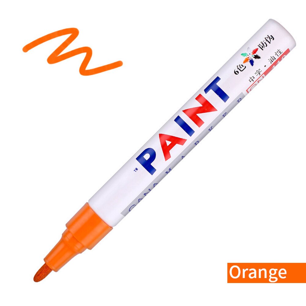 Marqueur réparation mur pinceau inodore Non toxique marqueur Permanent stylo pour carrelage sol et pneu approprié voiture peinture stylo: Orange