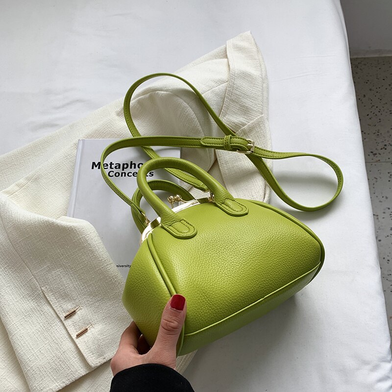 [Bxx] Gewoon Licht Luxe Effen Kleur Handtassen Voor Vrouw 2022 Pu Lederen Alle-Match Mode tij Schoudertas GF2484: green