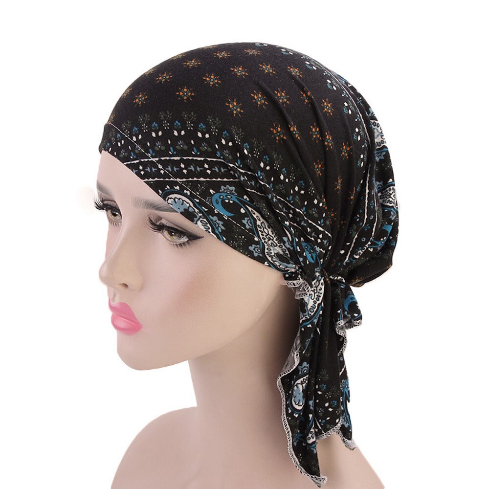 Moslim Vrouwen Hijaabs Vrouwen Ruche Kanker Chemo Hoed Beanie Sjaal Tulband Head Wrap Cap D90417: B