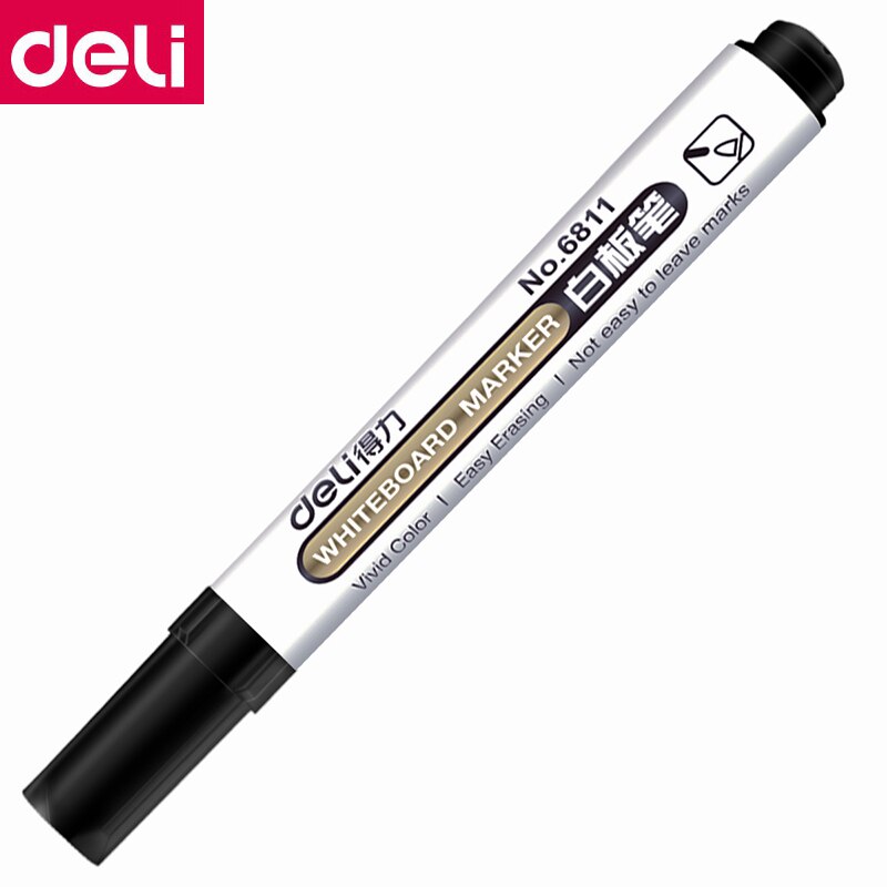 10PCS/BOX Deli 6811 Whiteboard marker Whiteboard pen smooth writing easy erase Black Blue Red 3 colors