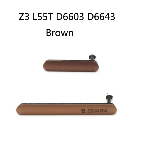 Funda protectora de polvo para Sony xperia z3 compact Mini M55W D5803 D5833 Z2 Z1, puerto de carga Micro SD USB y tarjeta SIM trasera: Z3 L55T D6603 Brown