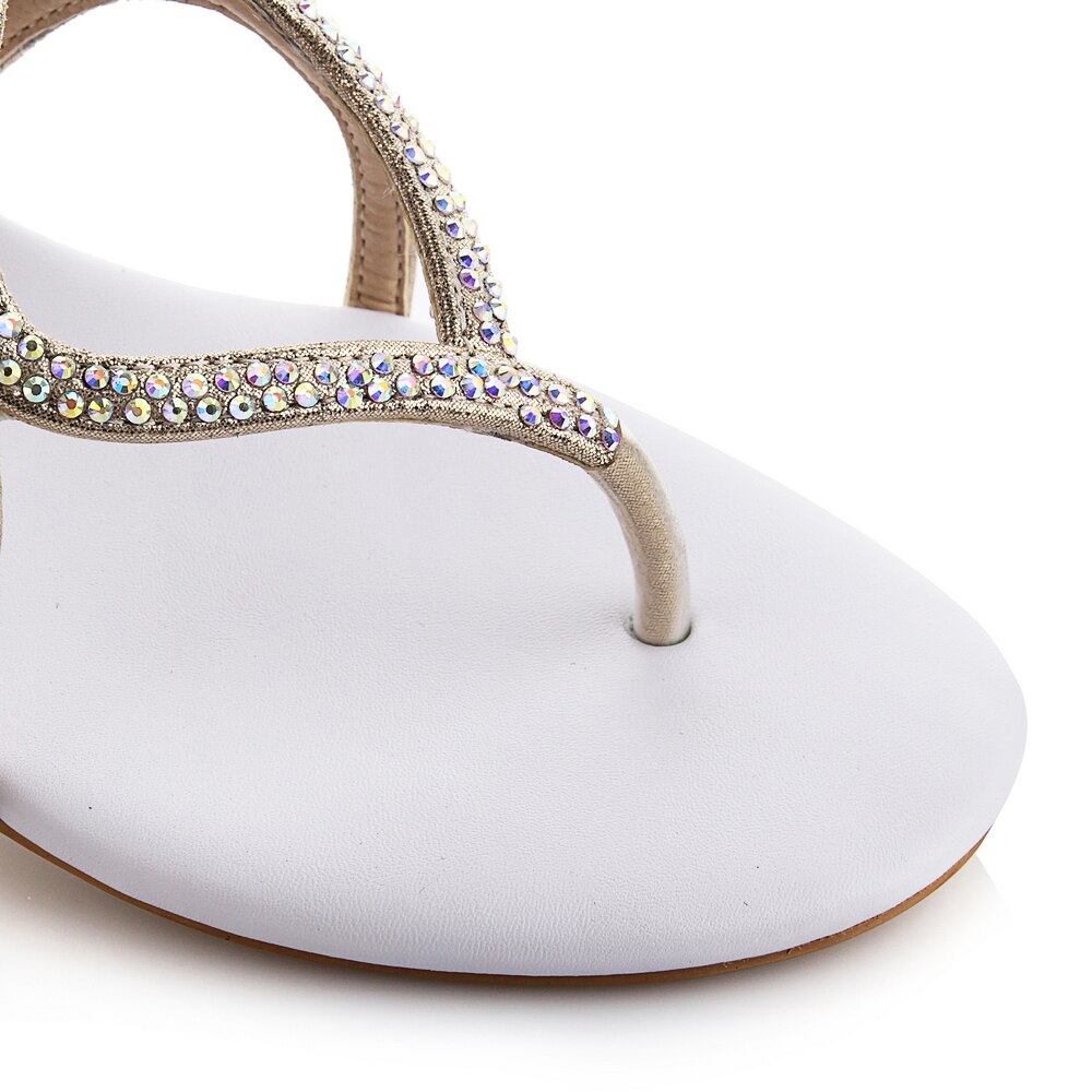 Kmeioo rhinestone sandaler kvinne flip flops crystal diamond flats strandsandaler kvinne gladiator comfortabale sandaler plus size