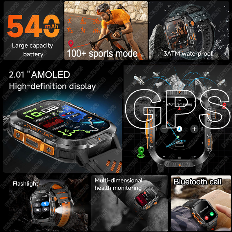 Para xiaomi militar esportes ao ar livre gps relógio inteligente men3atm à prova dwaterproof água bússola embutido gps freqüência cardíaca bluetooth chamada smartwatch