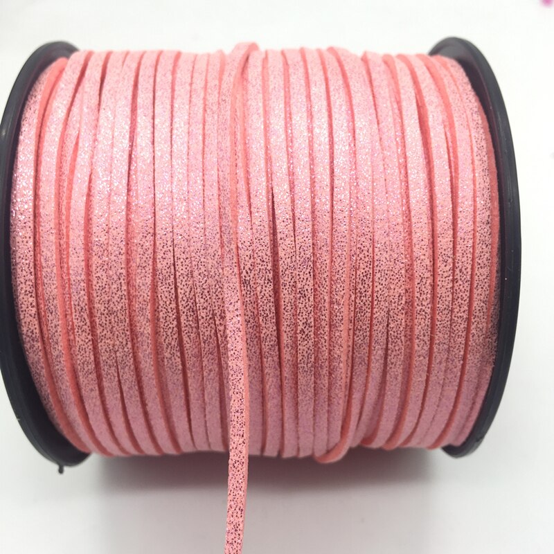 3mm 5 Yards Macrame Braided Faux Suede Cord Leather Lace DIY Handmade Beading Bracelet Jewelry Making Flat Thread String Rope: Pink