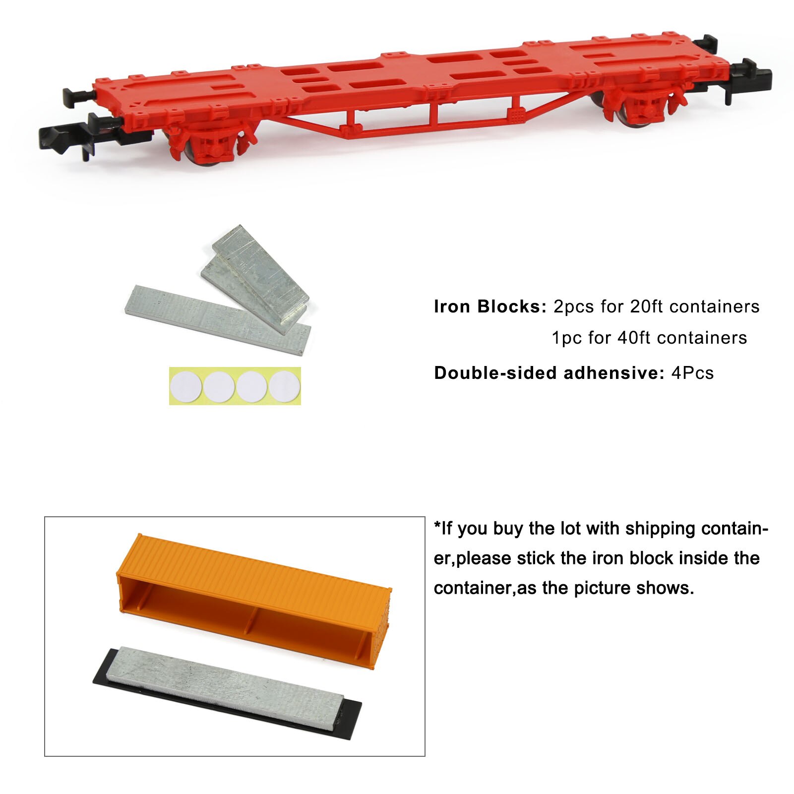 1 Set N Scale 1:160 Flat Car with 40' 20' Container Model Railway Wagons Freight Car C15061