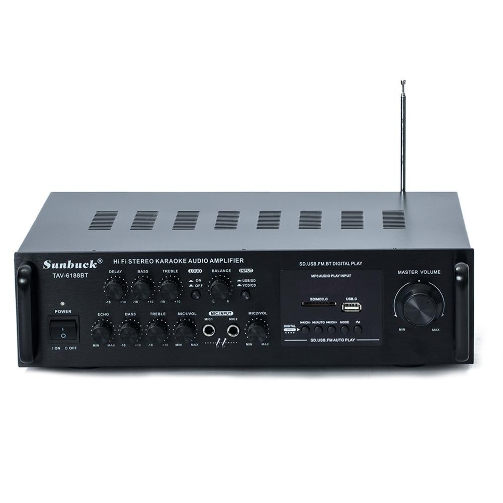 DC12V AC220V 2.1 channel 300W high power SD USB FM Bluetooth remote control power amplifier home AV amplifier
