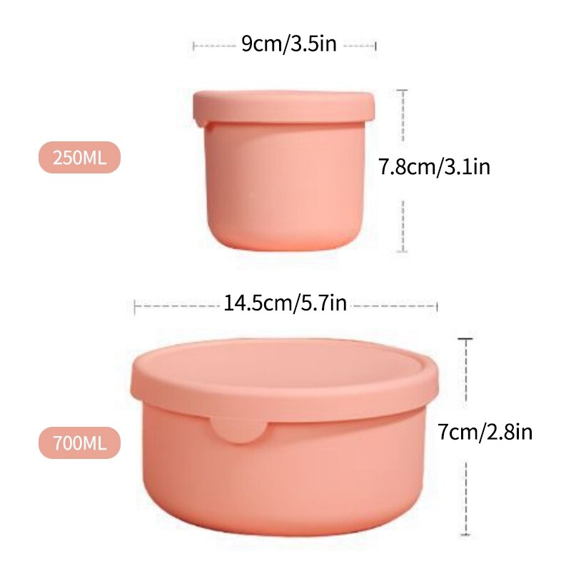 Kids Silicone Lunch Box with Lid Food Fruit Salad Fresh-Keeping Bowl Bento Box Kitchen Storage Containers Leak Proof