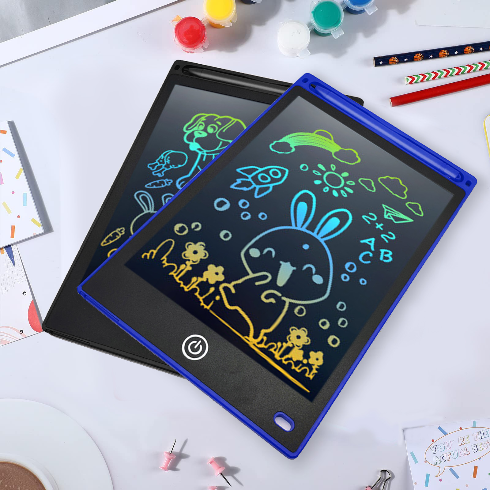 12 Zoll elektronisches Zeichenbrett (Helligkeits steigerung um 20%), Schreib tablet für Kinder, buntes Bildschirm-Doodle-Board
