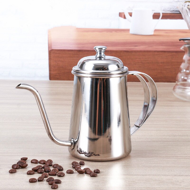 Kaffekanneverktøy håndstansekar 650ml tykk 304 rustfritt stål drypp kaffekanne egnet til bruk med  v60 kaffesett