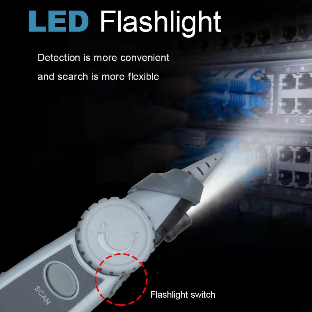 Network Cable Tester LCD Screen Display Digital Wire Trackers Continuity Battery Voltage Polarity Checking POE Test Cable Tester