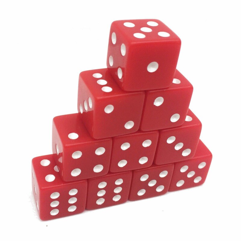 10 stks/set grensoverschrijdende Supply 16 # Rode Vierkante Hoek Dobbelstenen Dobbelstenen Bordspel Mahjong Accessoires 1.6 CM