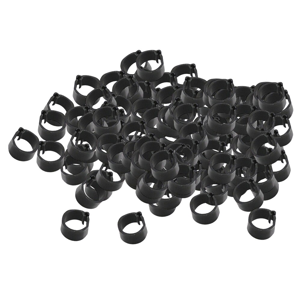 100pcs Colorful Bird Pigeon Leg Ring Bands Identification Snap Ring: Black