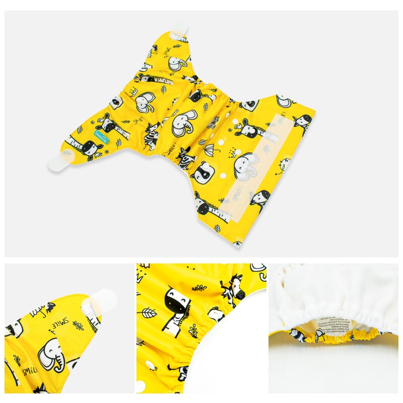 Velcro Cloth Diaper Washable Reusable Nappies Cloth Pocket Diapers With 3-layer Microfiber Inserts Suitable 3-15kg Baby 0-2 Year