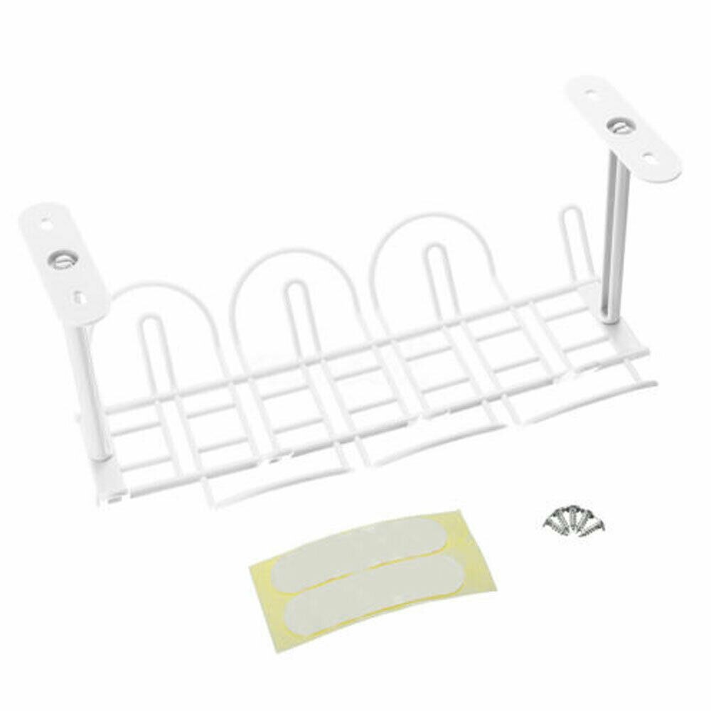 Under Desk Storage Rack Cable Management Tray Power Line Storage Organizer Wire Cord Charger Plugs Home Office Suction Wall Tool: white