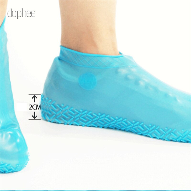 dophee 1 Pair Reusable Silicone Shoe Cover L Waterproof Rain Shoes Covers Camping Slip-resistant Rubber Rain Boot Overshoes