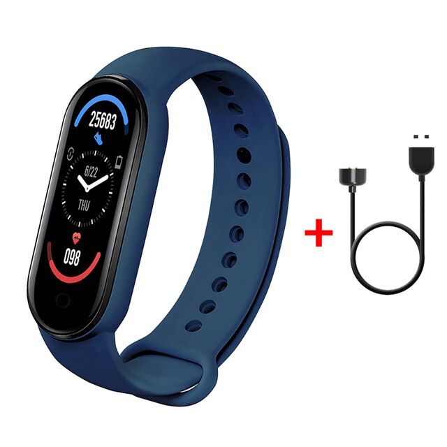M6 Smart Bracelet Smart Watch Sport Fitness Tracker Smartband Men Women Smart Band For iOS Android Bluetooth-compatible Band: Dark Blue