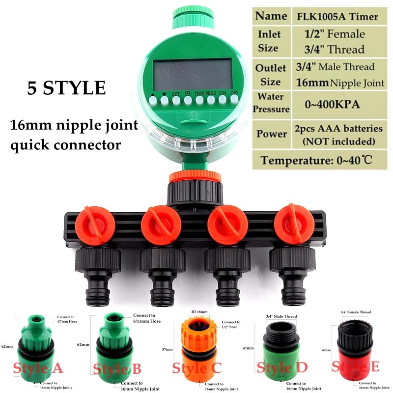 4-Way Irrigation Timer Sets Electronic LCD Display Garden Irrigation Time Controller Water Timer With Fast Connectors