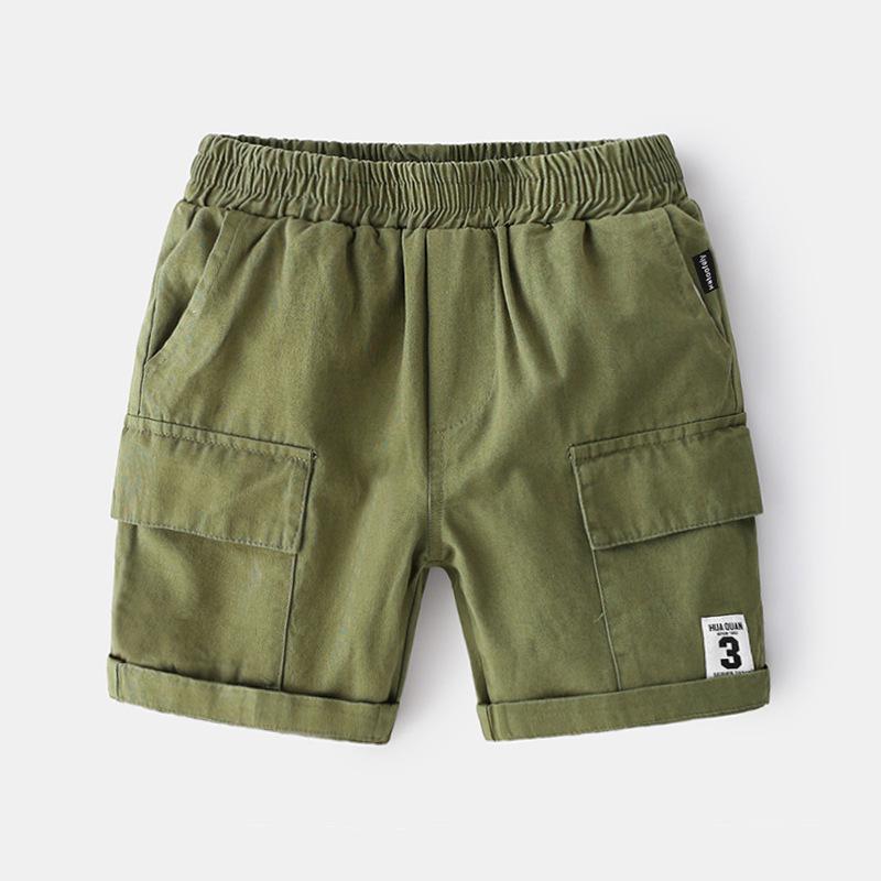 Zomer Jongens Shorts Effen Kleuren Kids Broek Zakken Kids Strand Korte Sport Korte Broek Kids: Green / 7T