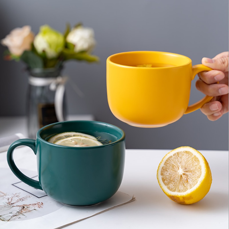 Keramische Nordic Ontbijt Cup Creatieve Havermout Melk Cup Grote Capaciteit Microwavable Grote Buik Mok Drinkware Huishoudelijke