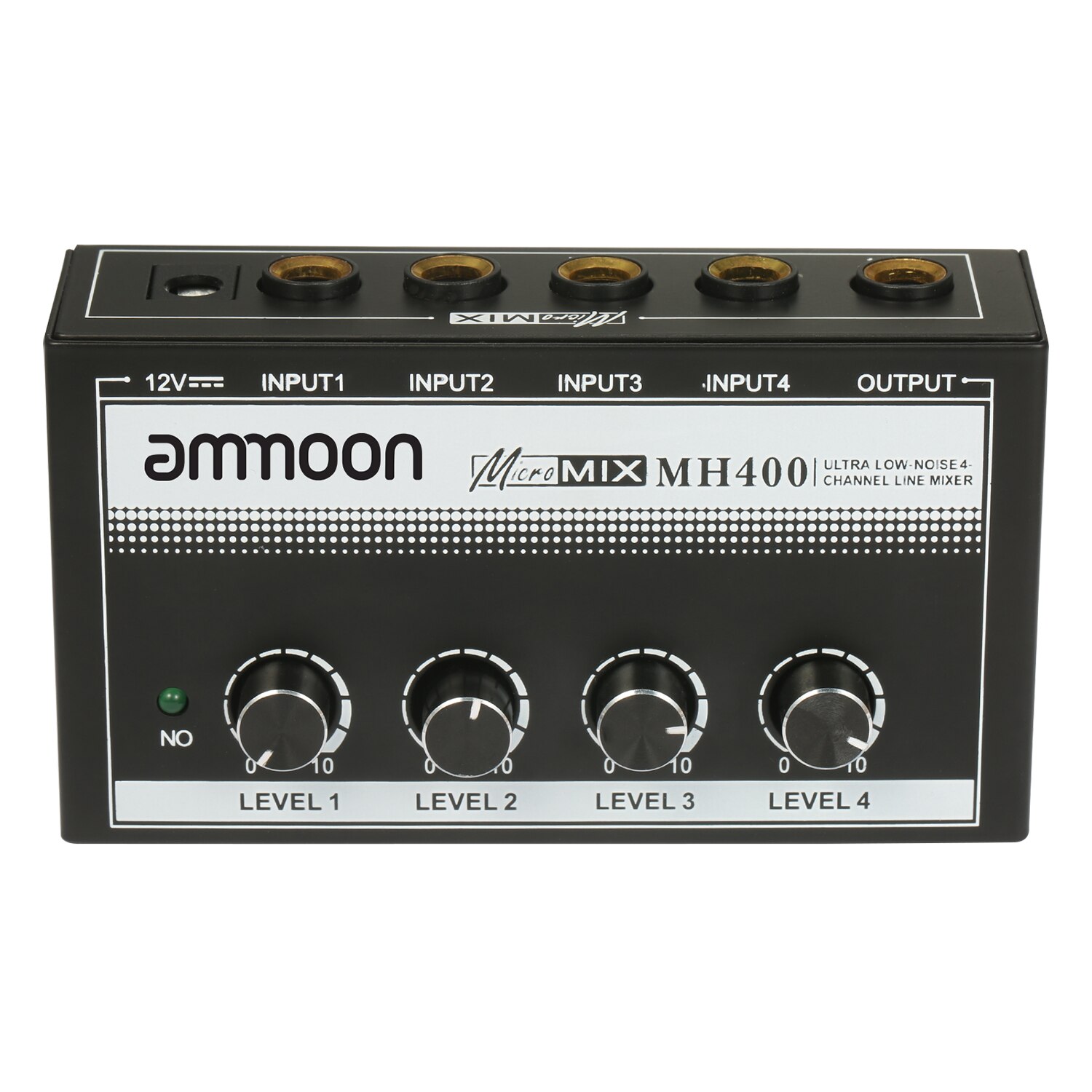 Ammoon MH400 miscelatore Audio a 4 canali a bassissimo rumore mini miscelatore Audio con ingressi TS da 1/4 pollici e controllo del volume di uscita per chitarra