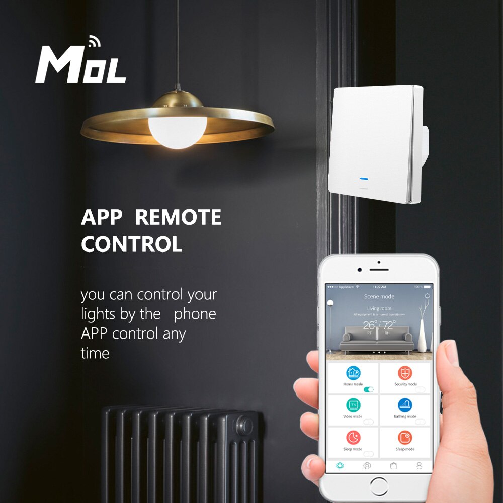 Tuya Wifi Smart Switch 86 Eu Lichtschakelaar Werken Met Alexa Google Home 1 2 3 Gang 2200W Muur schakelaar Voice Control Smart Leven App