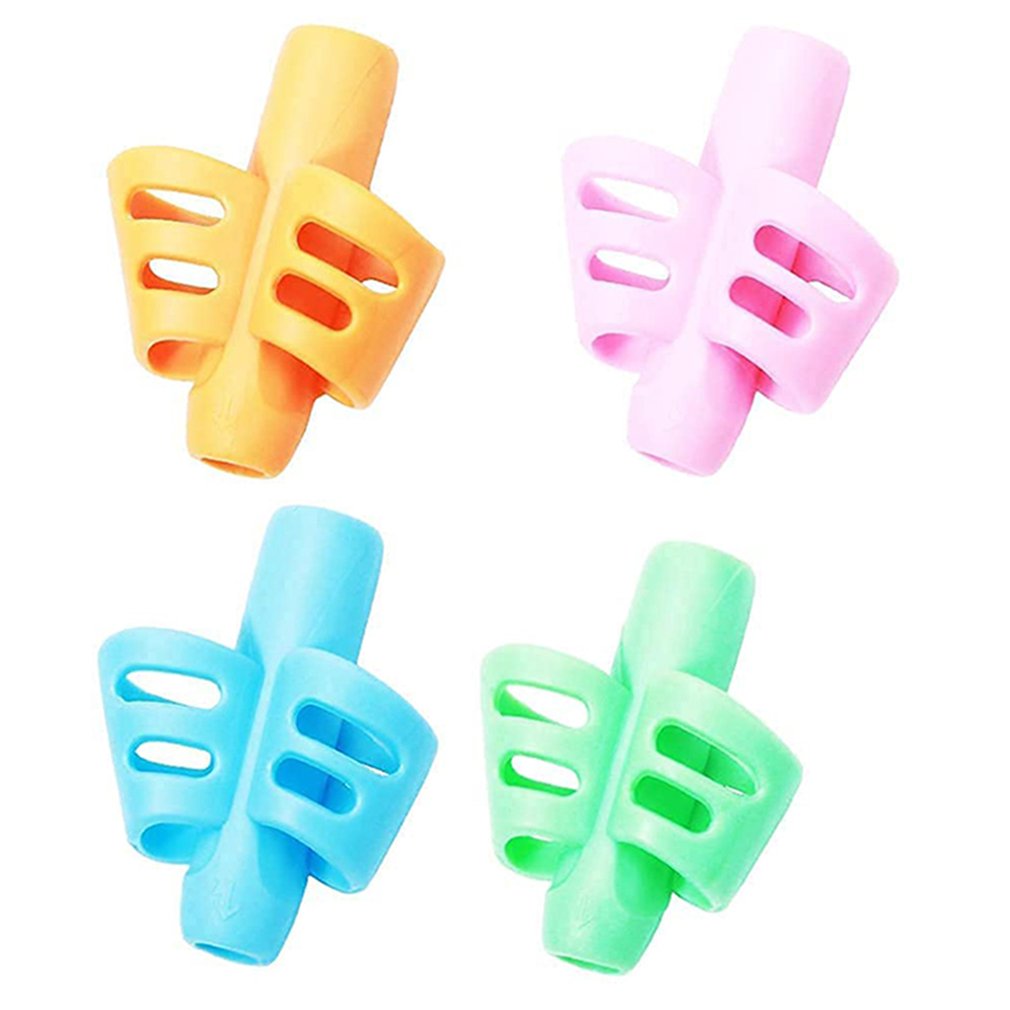 13 pcs/lot Two-Finger Kids Pen Holder Silicone Baby Learning Writing Tool Correction Device Pencil Grasp Writing Aid Pencil: 4pcs