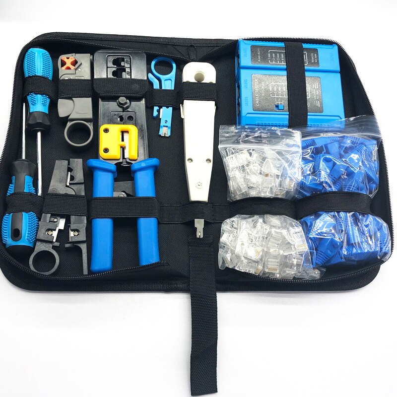 11 Pcs/Set Portable Network Repair Tool LAN RJ45 Crimping Pliers Cable Tester Crimper Clamp Plier Crimp Kit