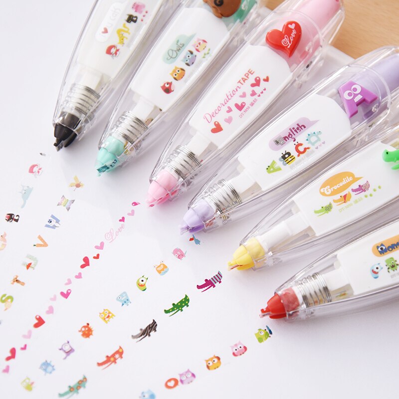 Söt korrigeringstejp maskering tecknad djur dekoration band för dagbok klistermärken scrapbooking pappersvaror skolmaterial  a6514