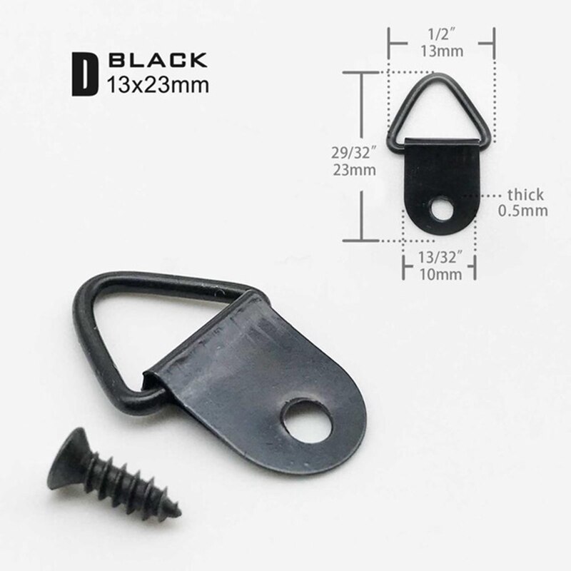 100Pcs Picture Hangers Golden Brass Triangle Photo Picture Frame Wall Mount Hanger Hook Hanging Ring Iron with screws