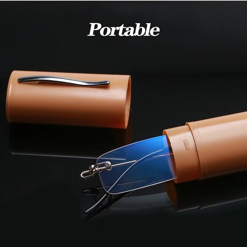 May Flower Anti-Blue Rimless Reading Glasses Square Metal Presbyopic Eyewear With Case Eyeglasses Men‘s Glasses For Sight Plus+4