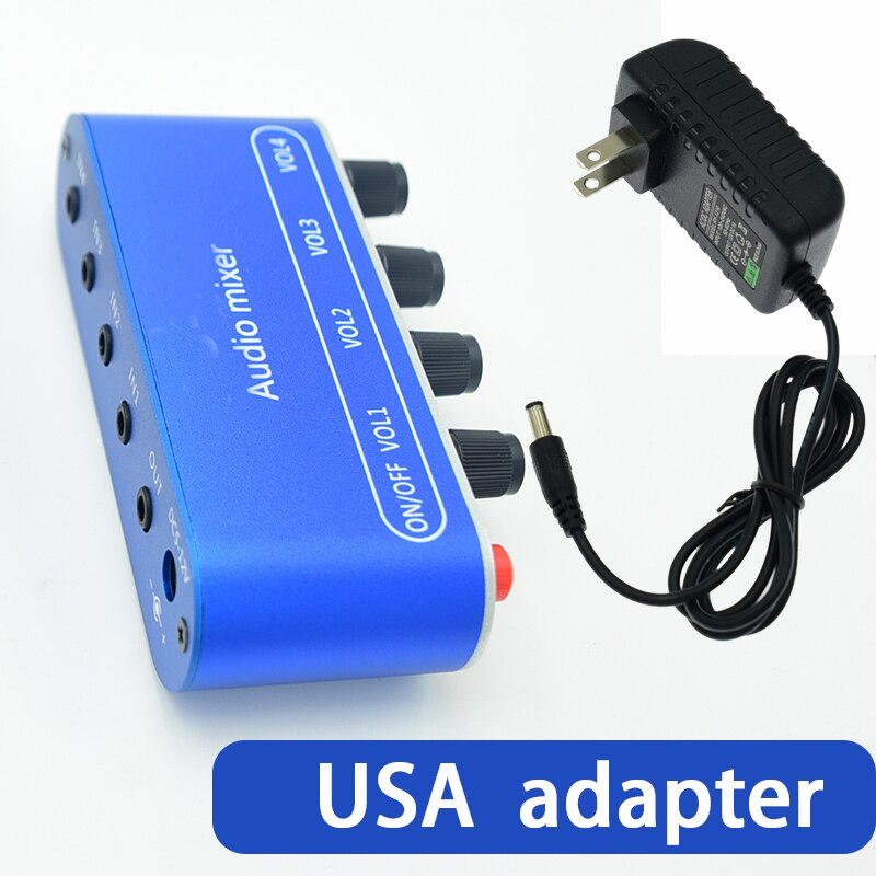 Stereo AUX mini JACK 3.5 mm Audio Mixer 4 Input to 1 output Individually Controls Board Sound mixing DIY Headphones Amplifier: Red