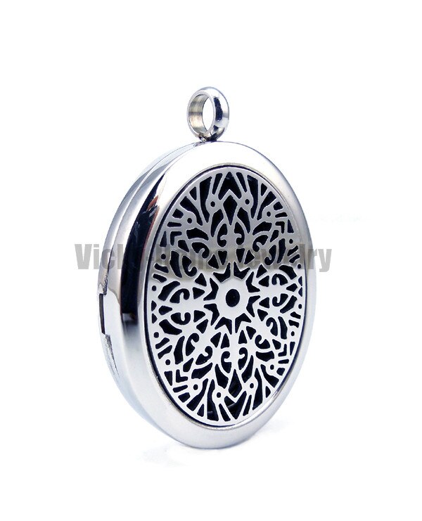 With Steel Chain High Polish Aromatherapy Essential Oils Magnet Stainless Steel Diffuser Locket with Pads: silver