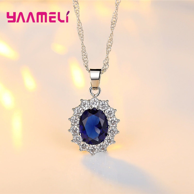 Conjuntos de joyas de plata de ley 100% auténtica para mujer, joyería de compromiso de boda, clásico de flores ovaladas, cristal de circonita cúbica brillante 925