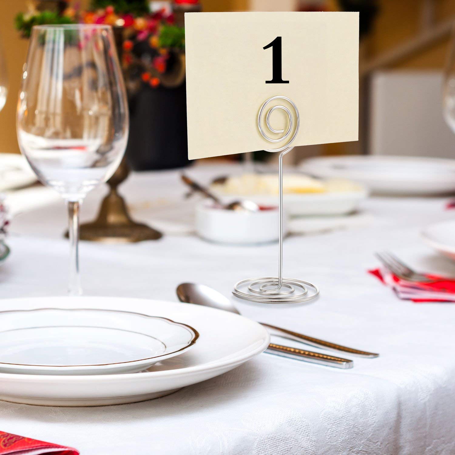 Ppyy -36 Stuks Zilver Tafel Nummer Houders Tafel Card Photo Naam Menu Houder, 24 Stuks Stand Tafel Houder En 12 Stuks