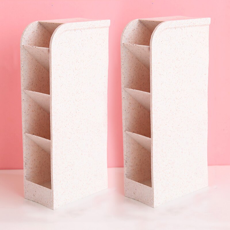 Soporte para bolígrafos transparente de gran capacidad, Caja de almacenaje para maquillaje, decoración, escritorio: Beige