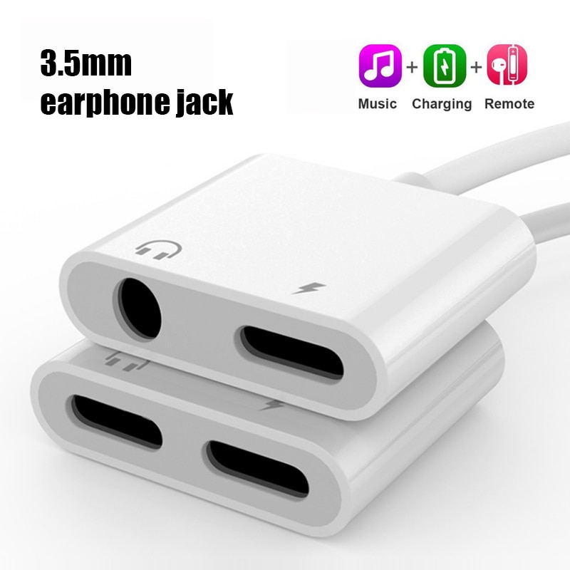 2 In 1 Voor Iphone 12 Pro Max Audio Adapter Aux Jack Headset Opladen Oortelefoon Kabel Voor 3.5 Mm Tot hoofdtelefoon Splitter