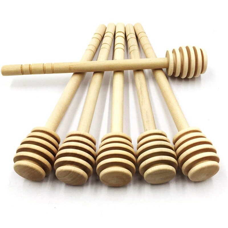 NHBR-20 stuks 6 inch Draagbare Houten Jam Honing Dipper Honing Stick voor Honing Jam Pot Pot Doseer