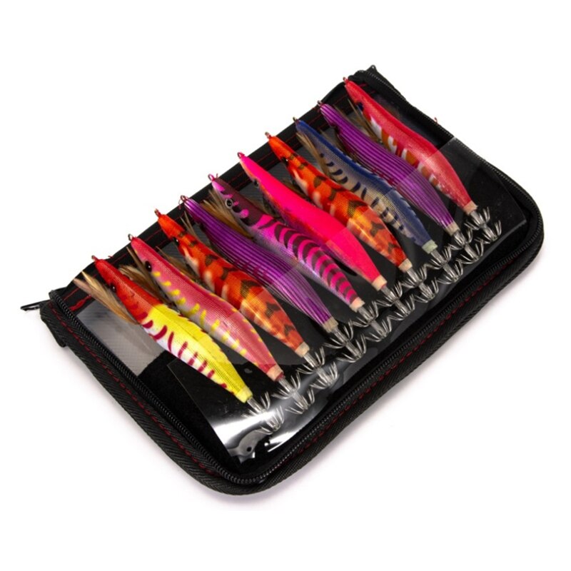 Lot d&#39;appâts pour la pêche, pack de leurres pour attraper des poissons comme les calamars, les poulpes, les seiches, les crevettes, yeux 3D, 10 pièces