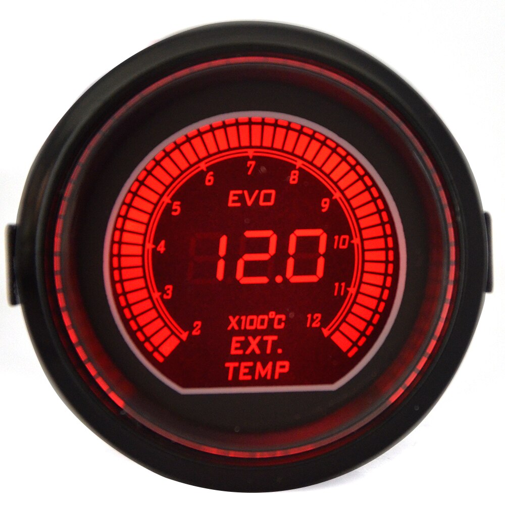 Dragon gauge 52mm evo udstødningsgas temperaturmåler rød & blå dual led display med sensor