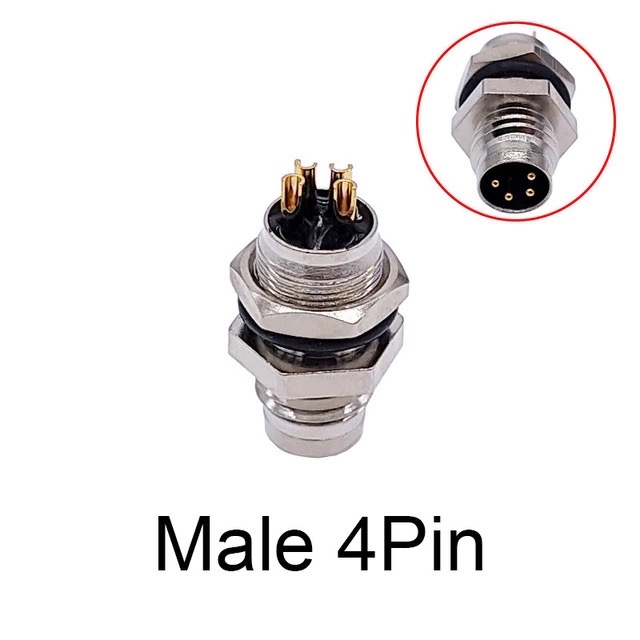 Cloweit M8 Sensor Stecker Wasserdicht männlich & weiblich Stecker Gerade Winkel Schraube Gewinde Kupplung 3Stift 4p Tafel montieren Flansch buchse: Schwarz