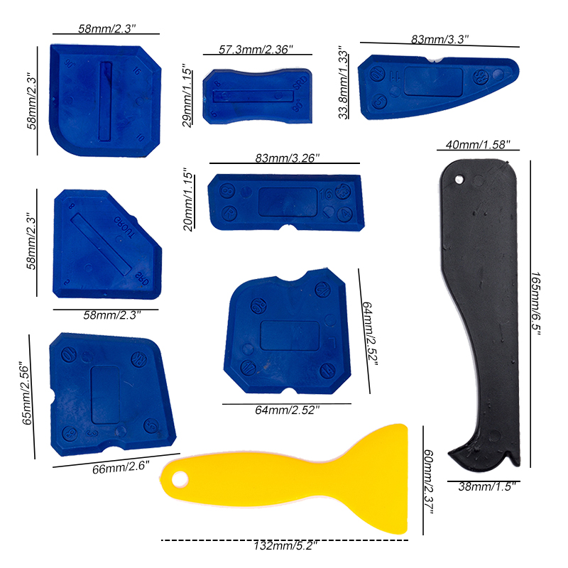 Scellant pour porte de fenêtre Silicone | Outil d'épandage, spatule grattoir ciment outil d'élimination du calfeutrage de finition Kit de calfeutrage #1 4/9 pièces