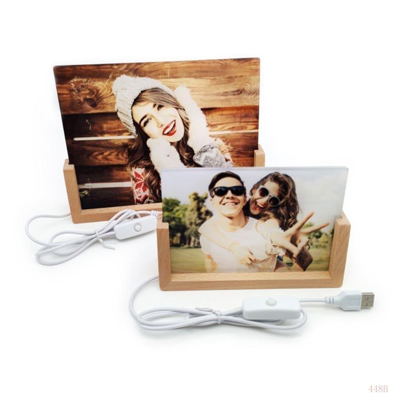 448b SUBLIMATION Cadre photo vierge en vierge avec lumière LED support support pour imprimerie machines à chaleur à