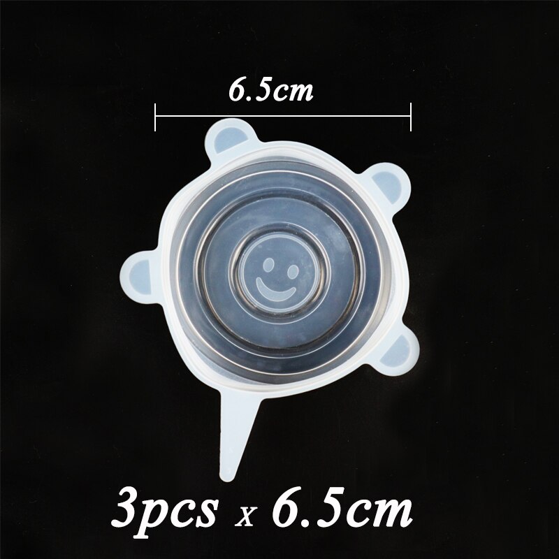 Tapas elásticas de silicona reutilizables, cubierta Universal para olla, Bol, olla, accesorios de cocina, 3/6 Uds.: 3PCS 6.5cm