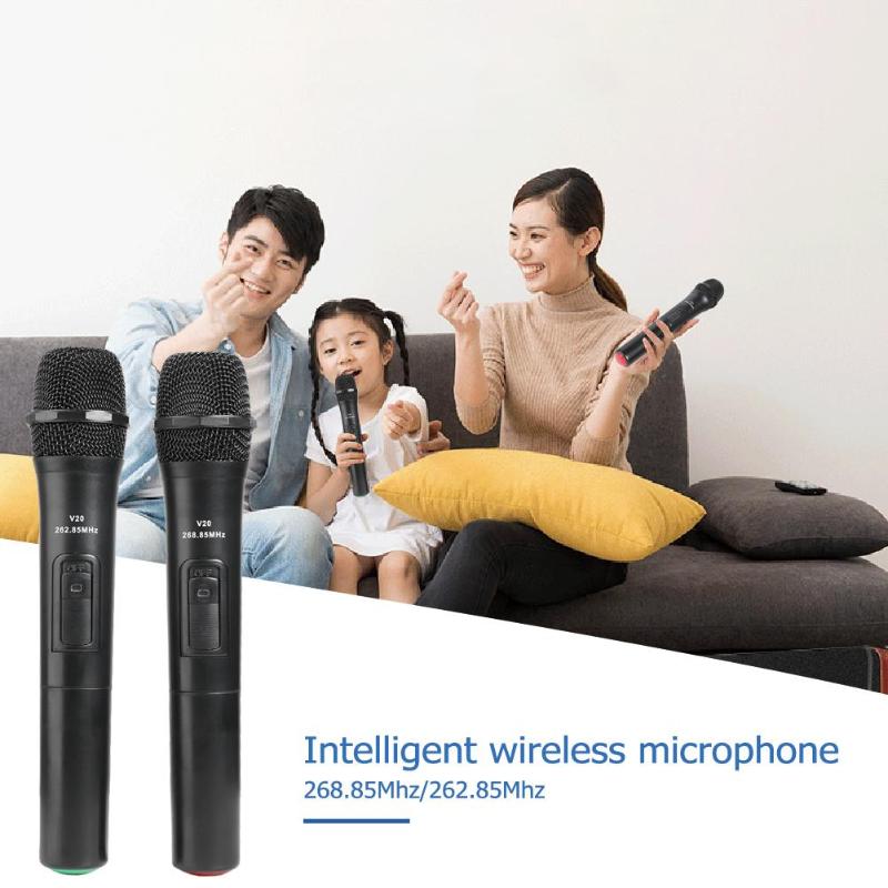 2Stck 268,85 Mhz/262,85 Mhz Clever kabellos Mikrofone für Studio Aufnahme Karaoke Handheld Karaoke Mic mit USB Empfänger schwarz