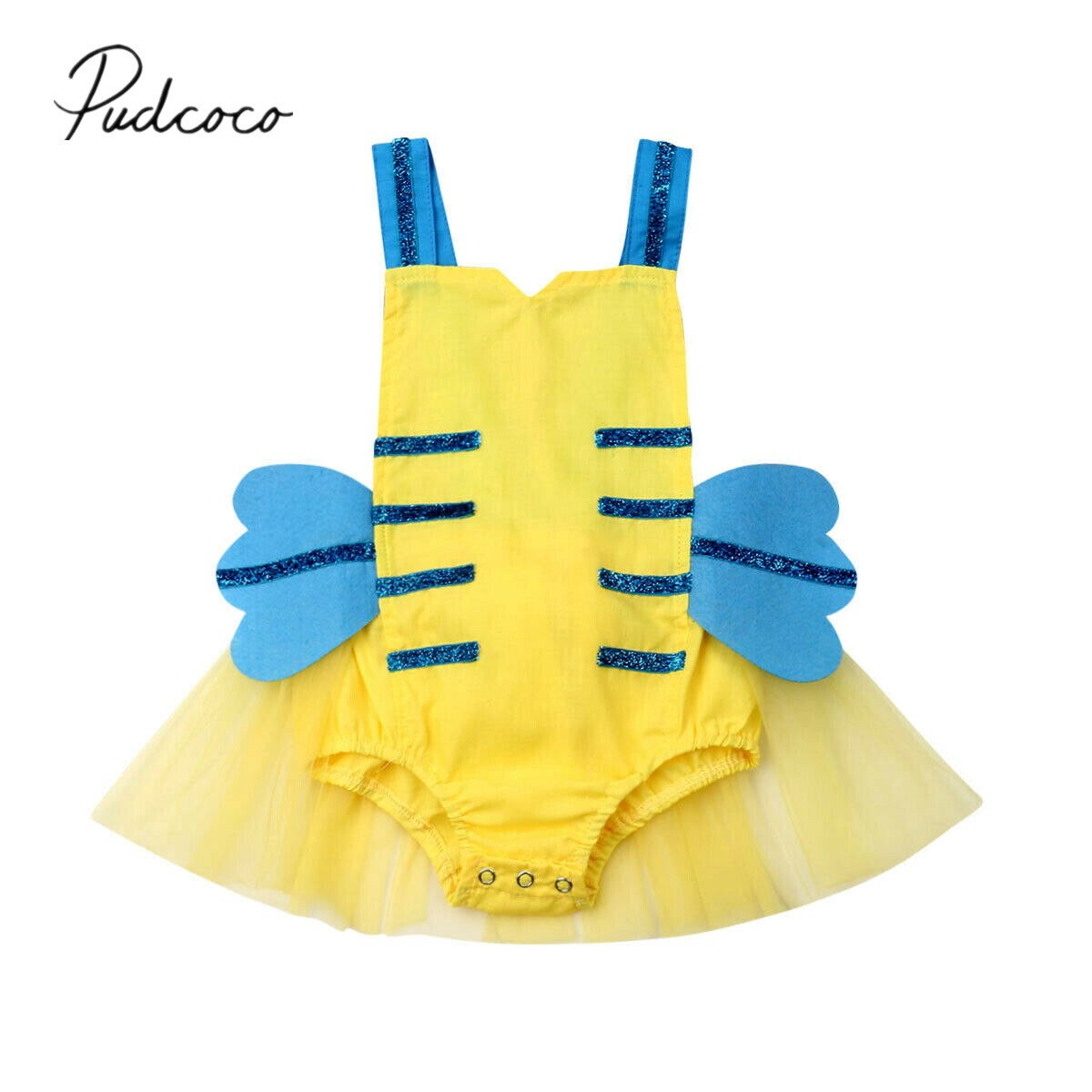 ropa de verano para bebés, bebés, niñas, bebés, niños, abeja, mono sin mangas con encaje y ala de abeja, conjunto de monos de dibujos animados
